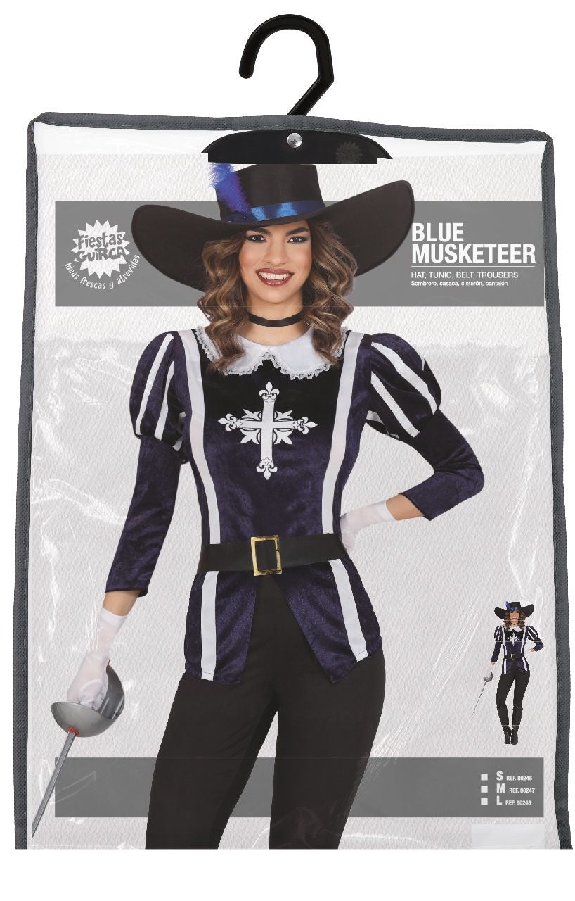 Musketier Kostuum Blauw Dames
