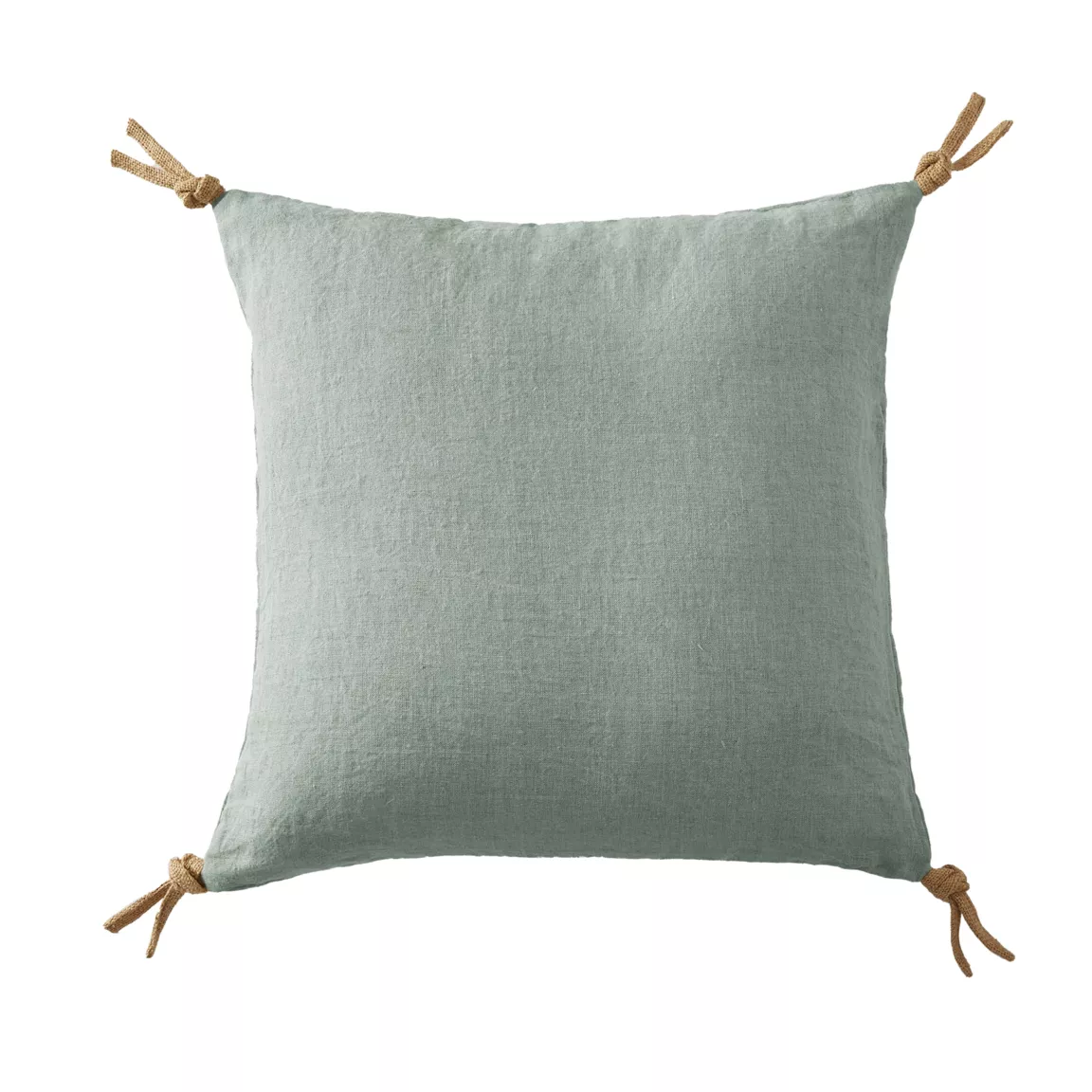 Coussin carré lin lavé (45 cm) Louise Vert eucalyptus