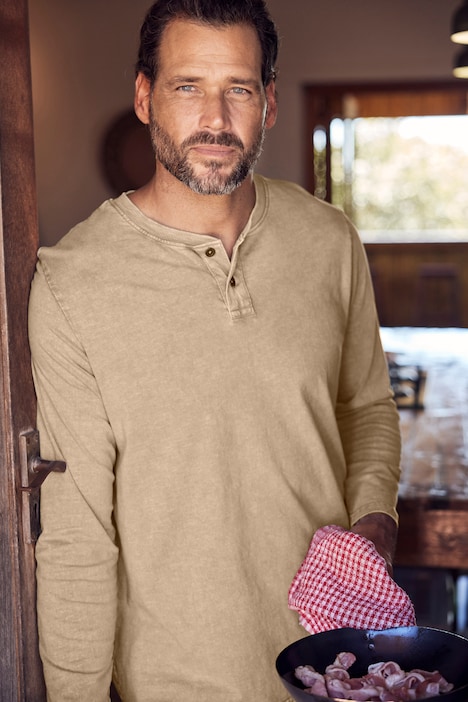 JP 1880 Langarm-Henley, Rundhals mit Knopfleiste, bis 8 XL