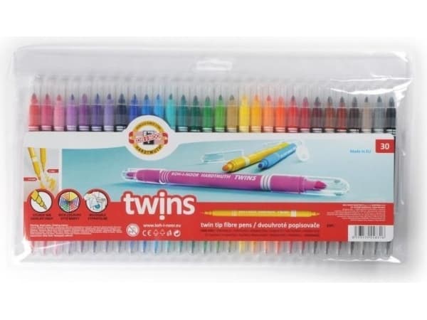 Koh I Noor Twins tusj, dobbeltsidig, 30 farger (238656)