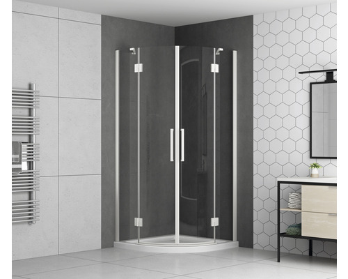 Basano Romallo R550 ronde douchecabine, 90 x 90 cm, helder glas, profielkleur mat wit