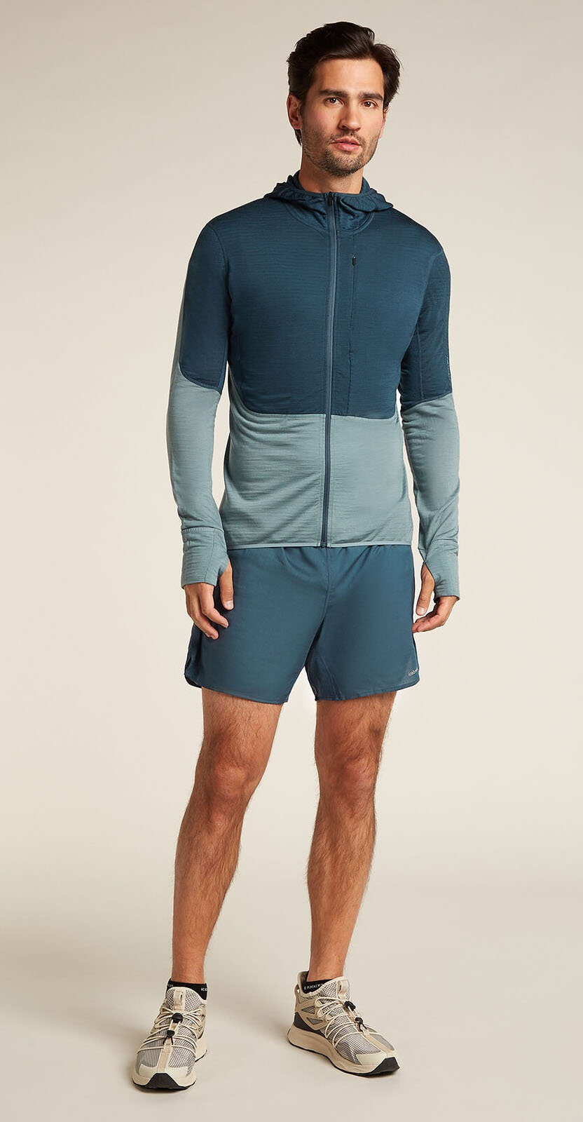Merino Blend 200 Realfleece Descender LS Zip Hoodie Herre Abyss/Blue Ash/CB