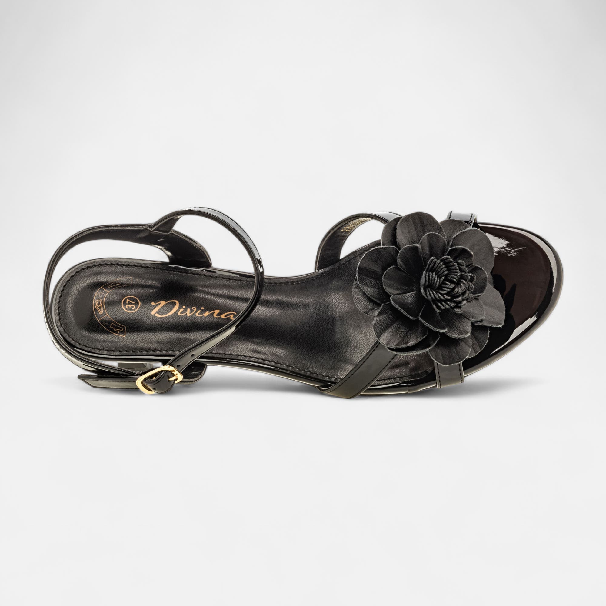 Nu-pieds à talon Femme noir vernis