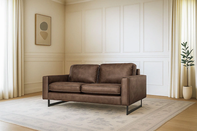 Home affaire 2-Sitzer »Pinto, 166 cm, Cord, Chenille, Lederoptik« mit Keder, schwarze Metallfüsse, Wellenunterfederung