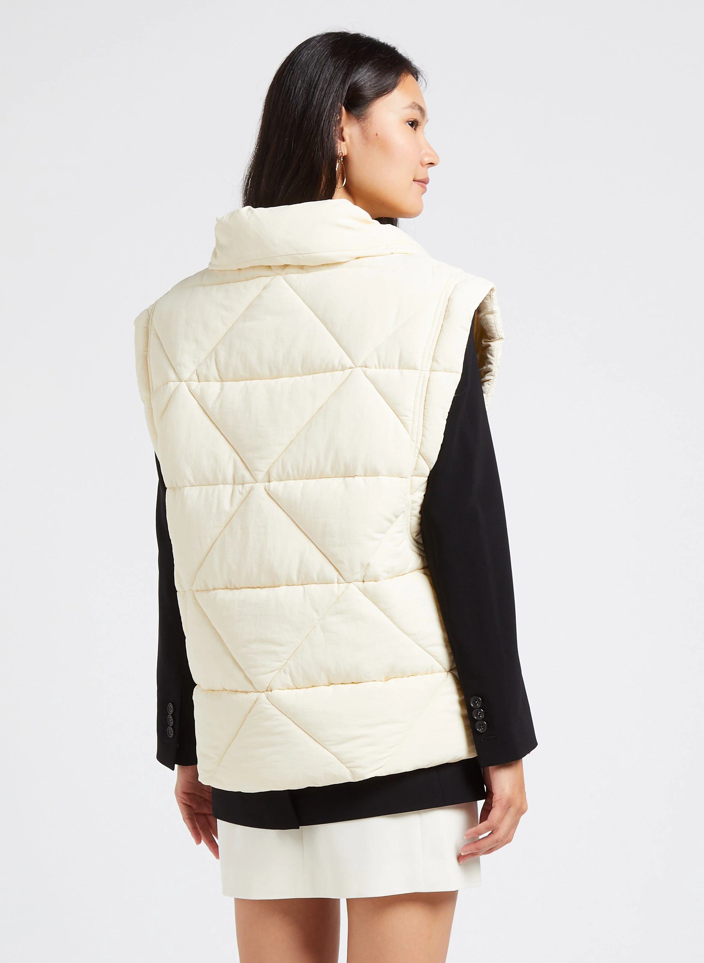 Doudoune droite sans manches | Blanc