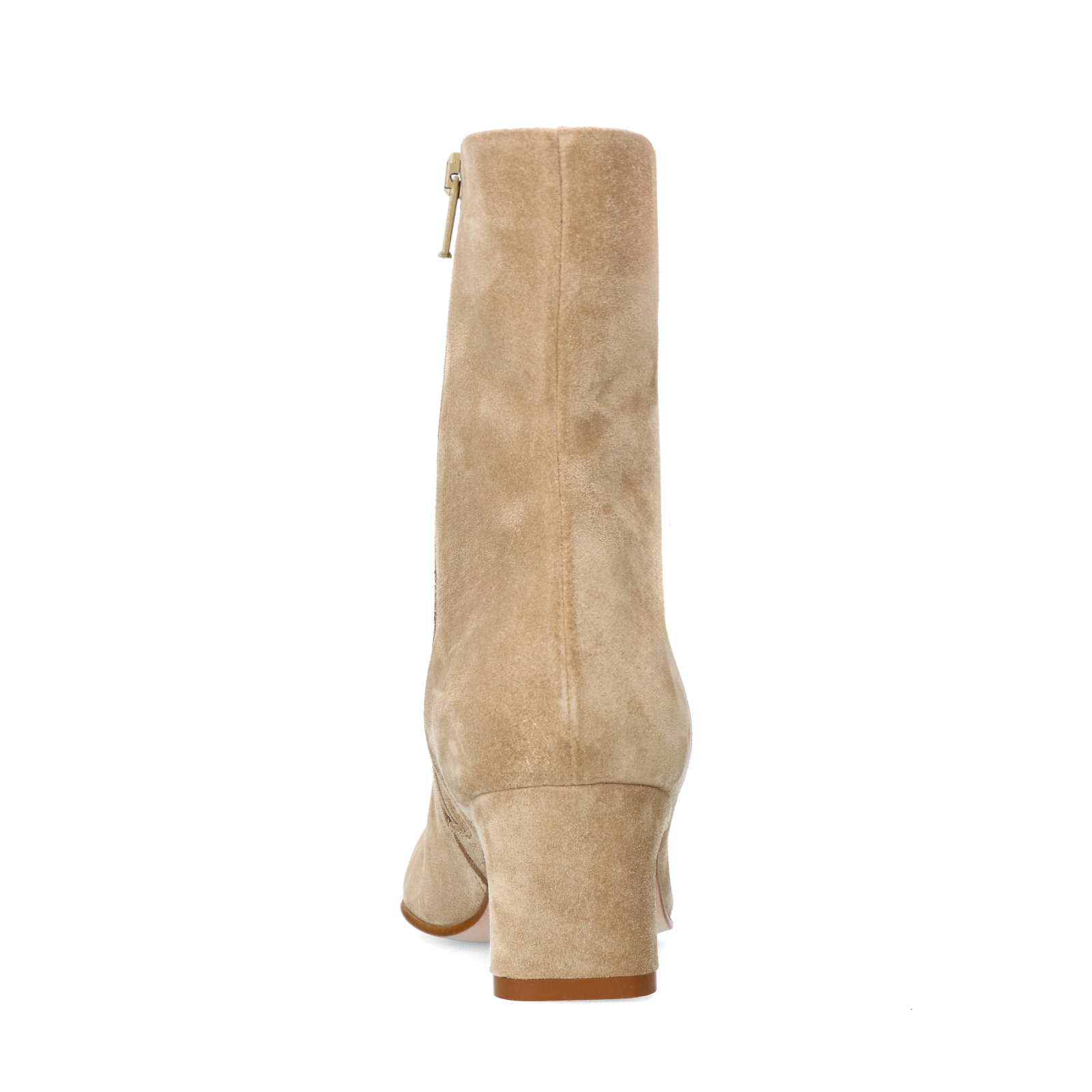Beige suède enkellaarsjes met hak