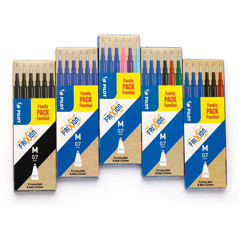 Recharge pour stylo effaçable Pilot FriXion pointe moyenne 0,7 mm - Pochette de 6