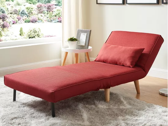Fauteuil convertible POSIO en tissu - Rouge