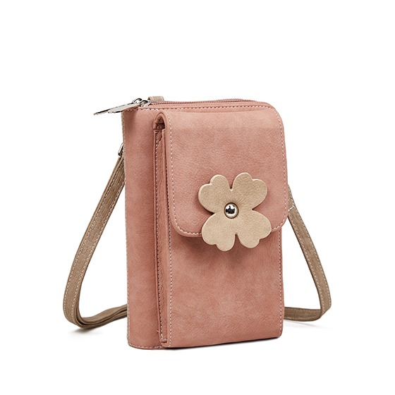 Hi-di-Hi Flying Flower Crossbody Bag/ Wallet/ Phone Bag Pink