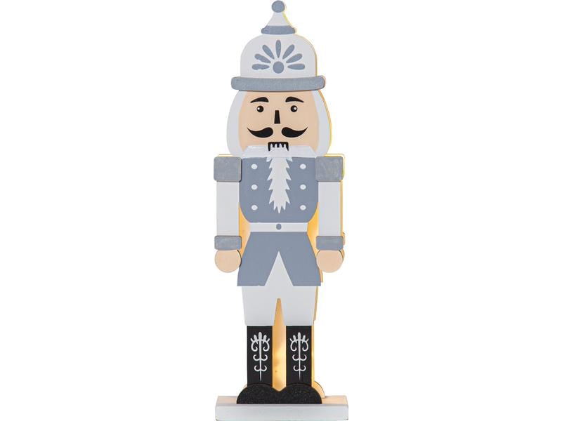 Star Trading LED-Figur Nutcracker, 25 cm, Grau LED Tischdekoration Nussknacker
