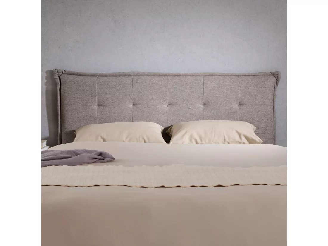 Tête de lit EBEYA 120 capitonnée, En tissu rembourré, Pieds en bois, Design élégant, Pour lits 120 cm, Gris