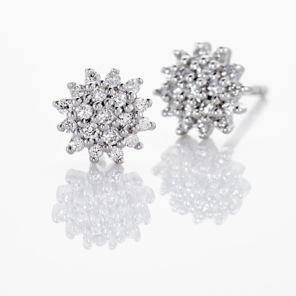 Boucles D'oreilles Puces Platine Alden Diamants
