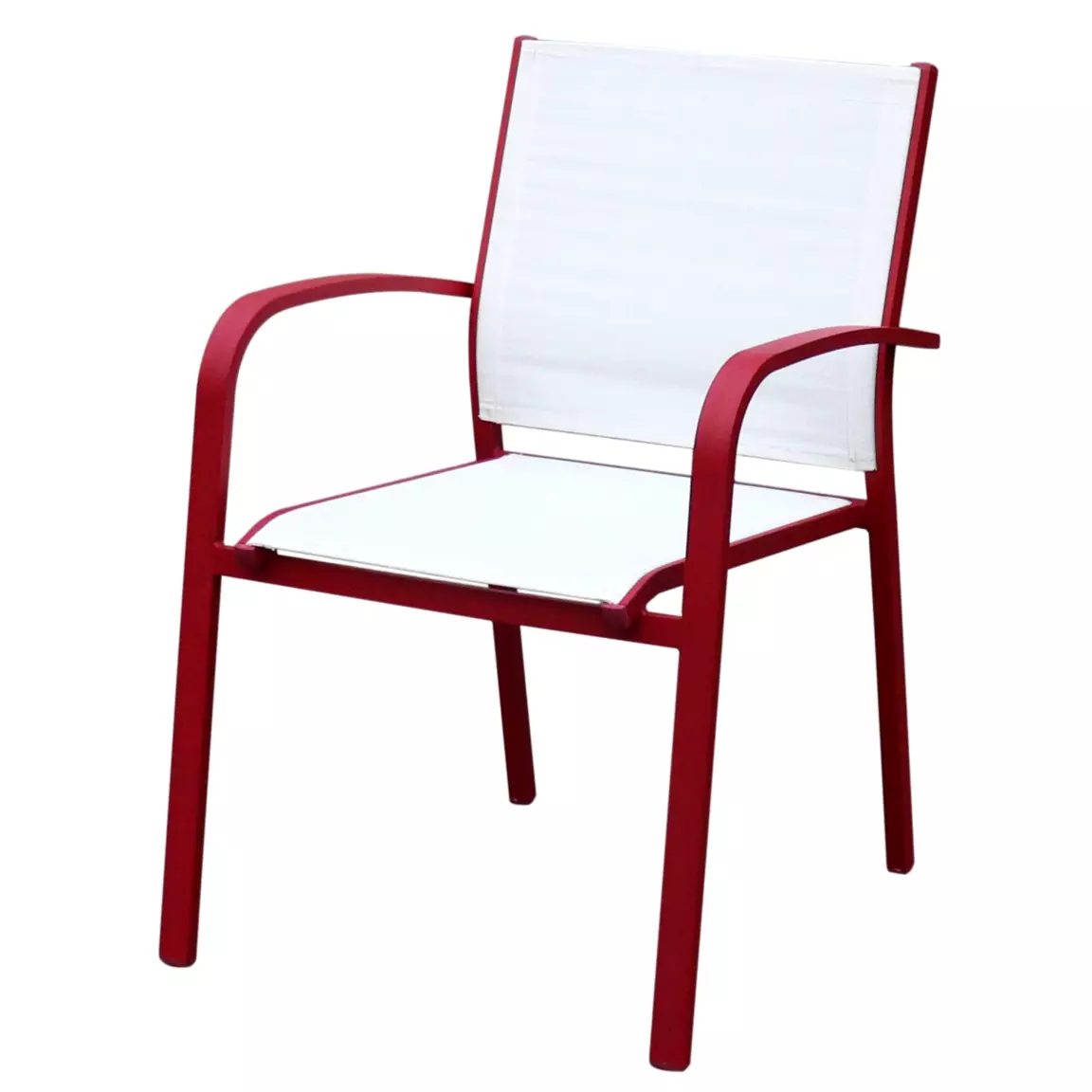 Fauteuil de jardin aluminium empilable Murano Rouge et blanc