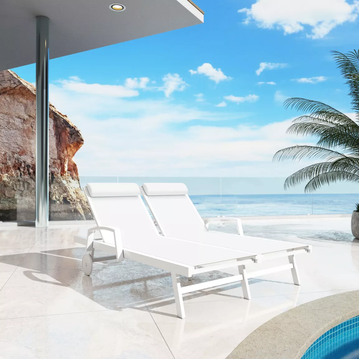 Transat double en aluminium Pirae Blanc