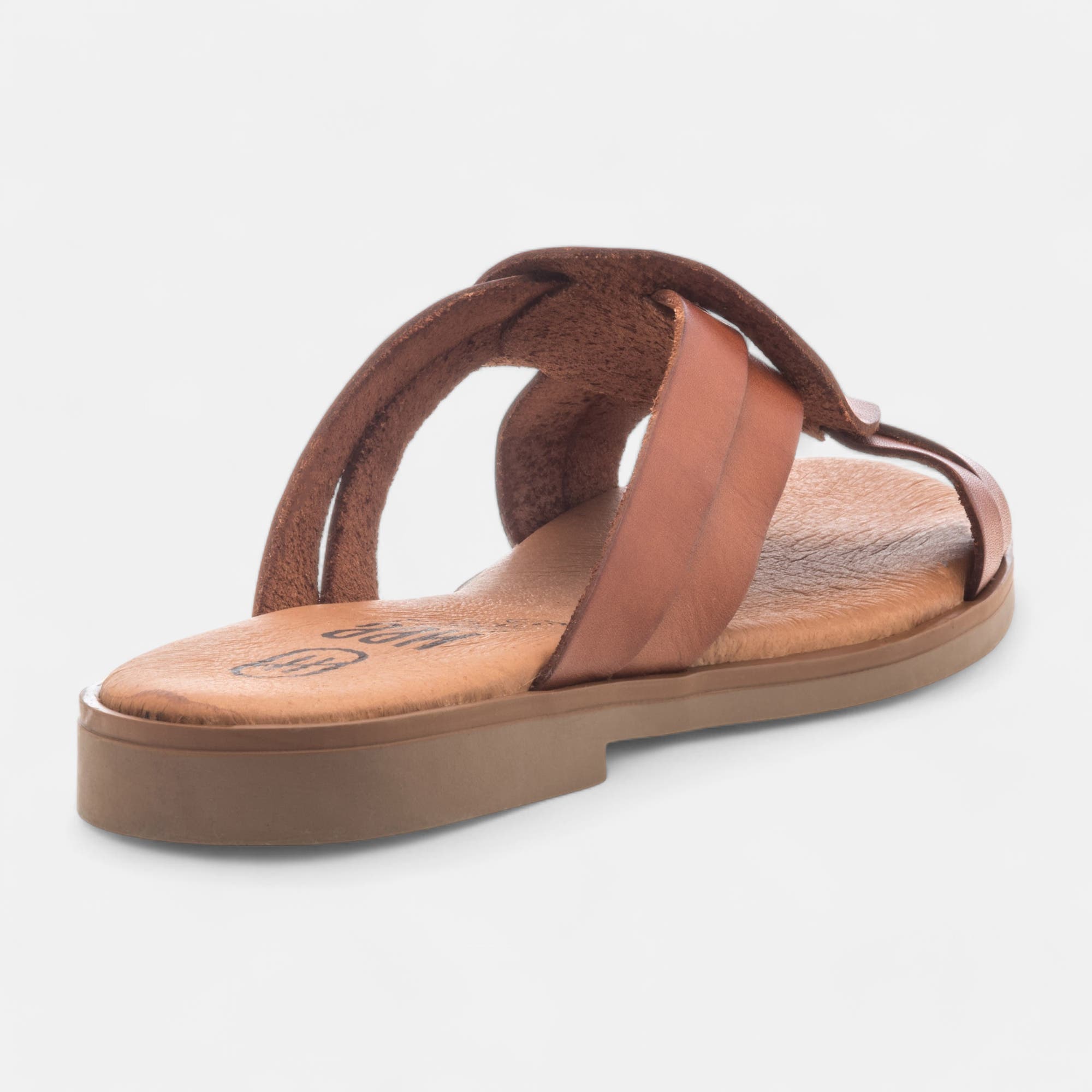 Mules Femme en cuir cognac