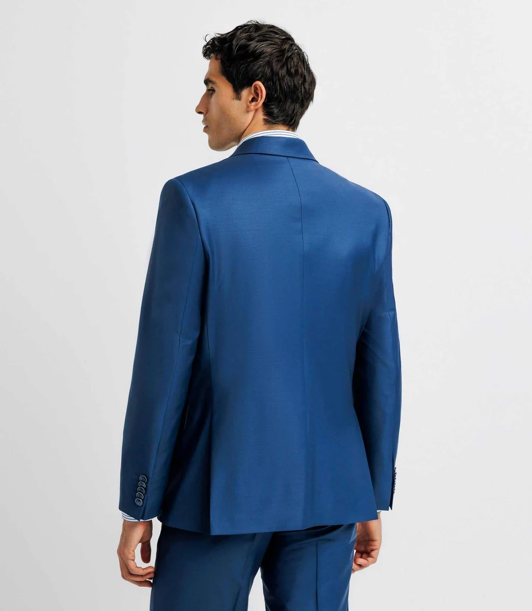 Costume 2 boutons en laine bleu