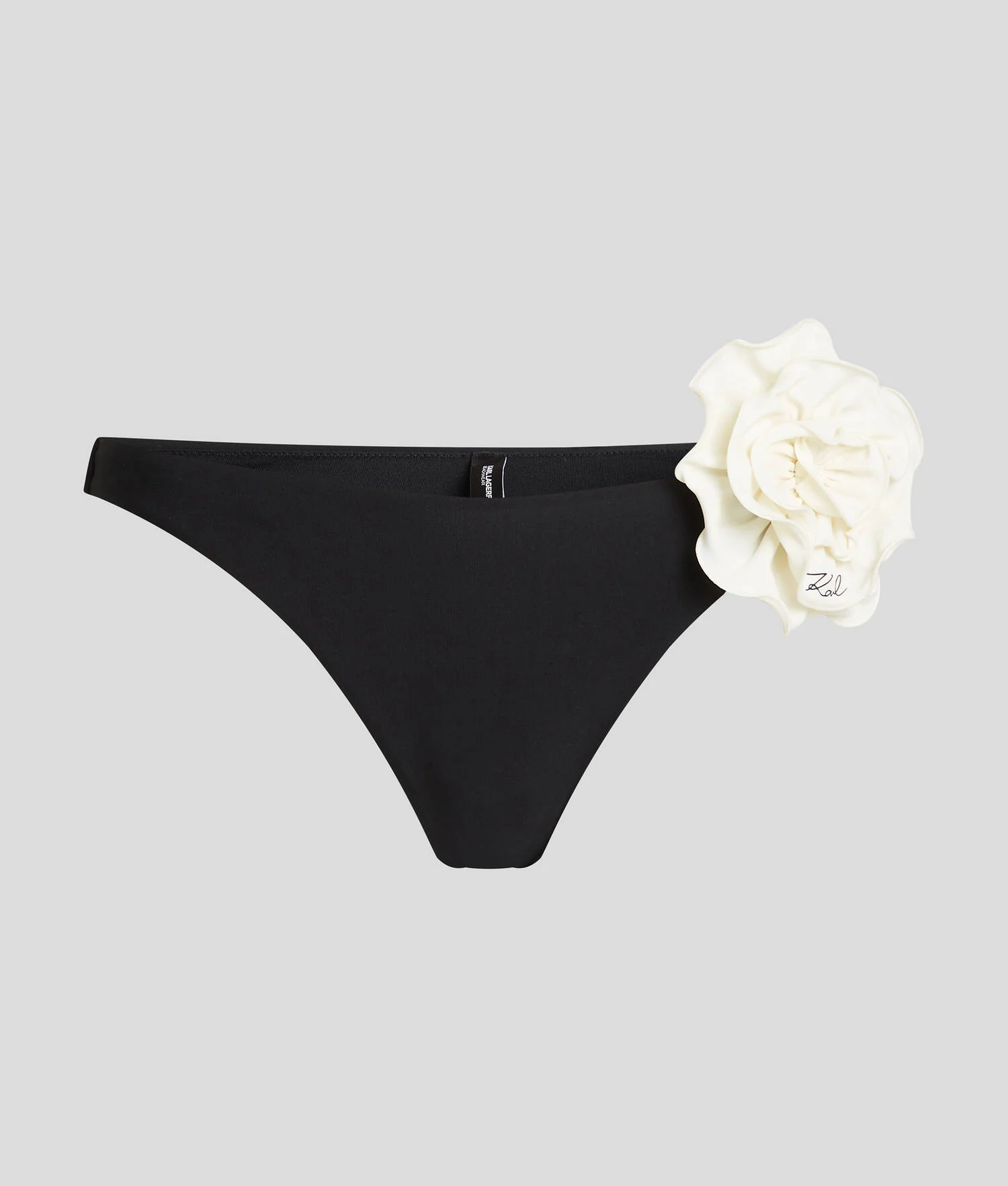 BAS DE BIKINI FLORAL ÉCHANCRÉ - Noir