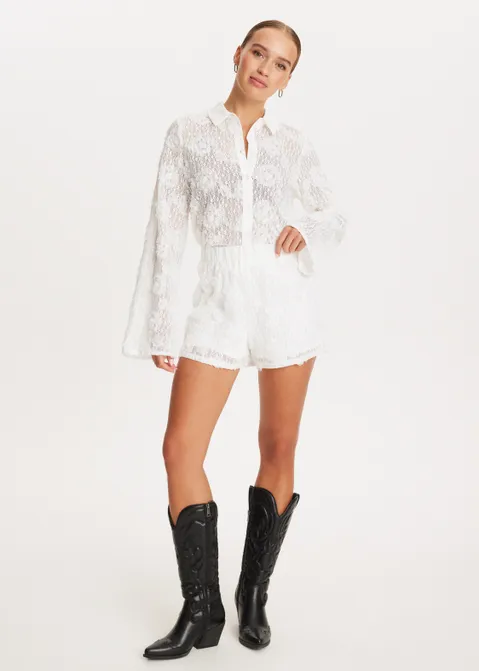 Korte broek met kant wit (WIT)