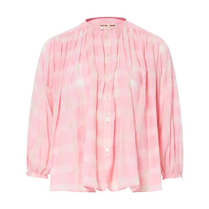 Laurence Bras Blouse Cigarbox Carreaux Khadi | Rose
