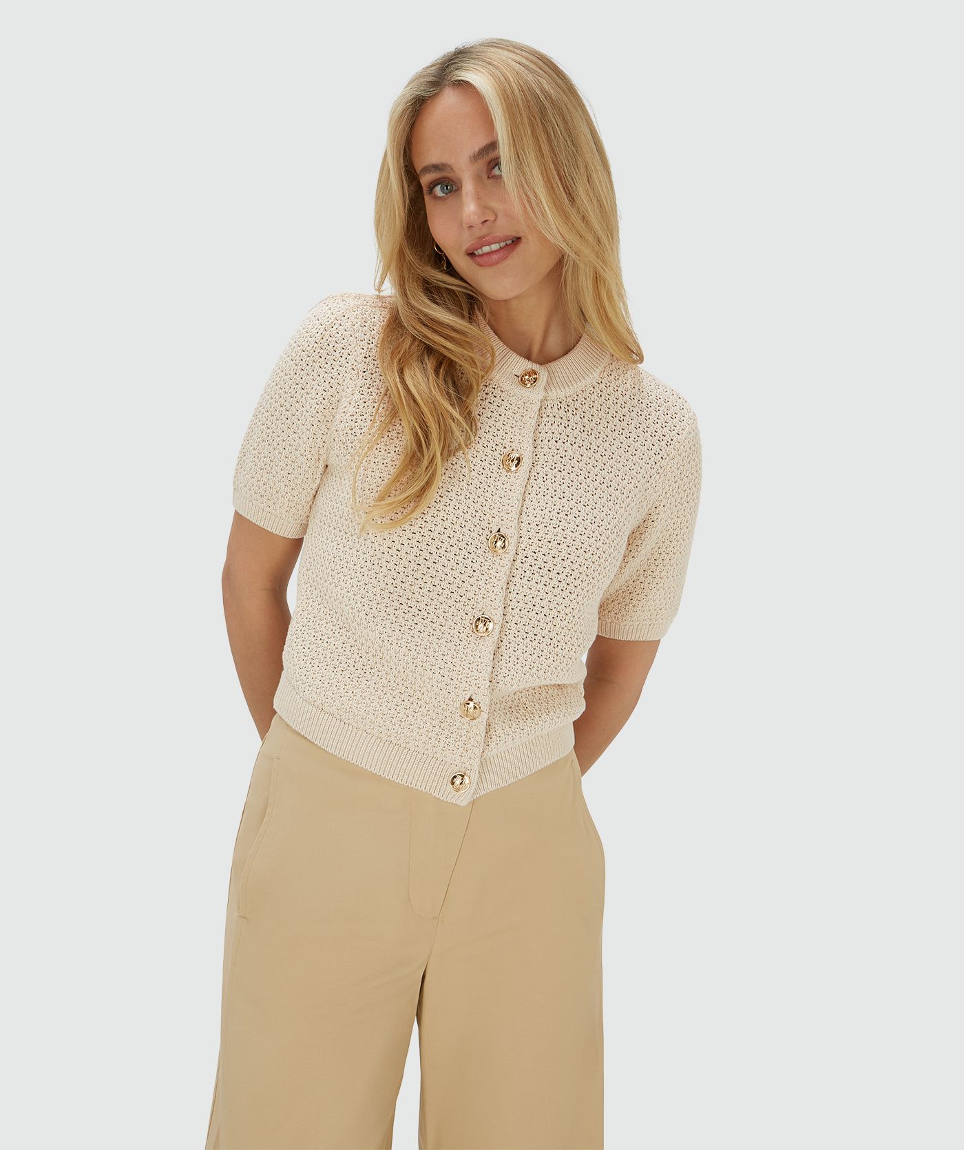 JV-YLIA regular fit vest - ecru