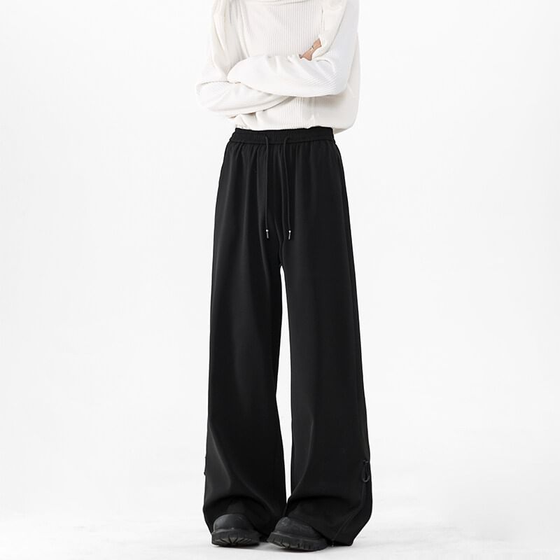 Kimeya - Effen broek met wijde pijpen en trekkoord in de taille