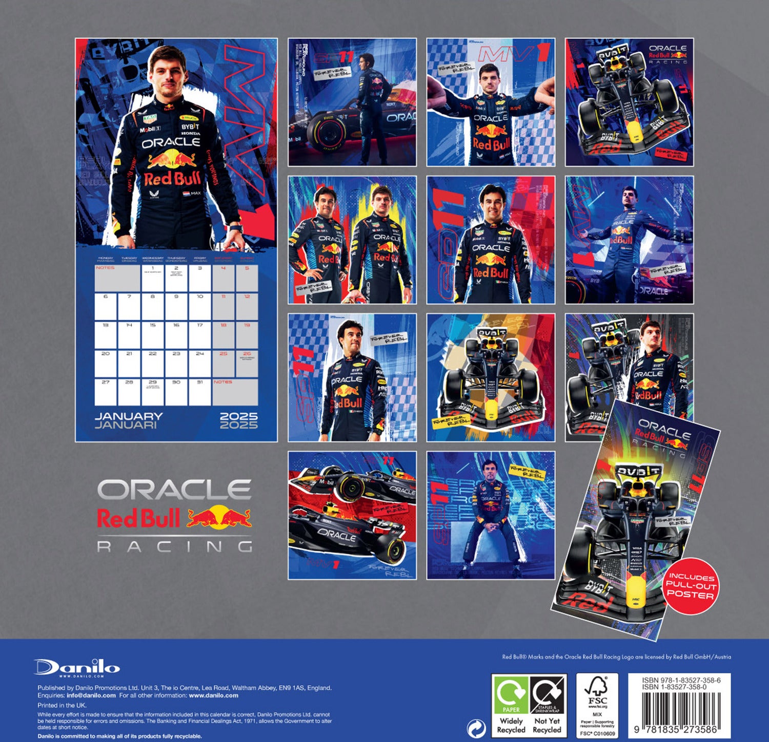 Plenty Gifts kalender redbull racing 30 x 30 x 0,5 cm