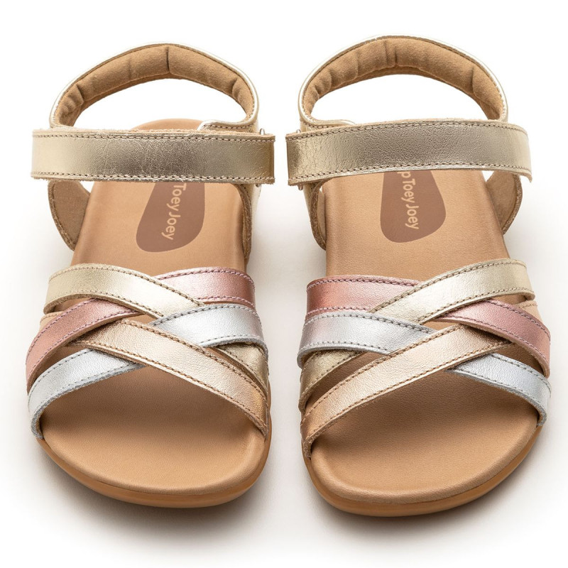 Tip Toey Joey Tip Toey Joey Kidos Criss Cross Champagne Metalic Salmon Rose Gold