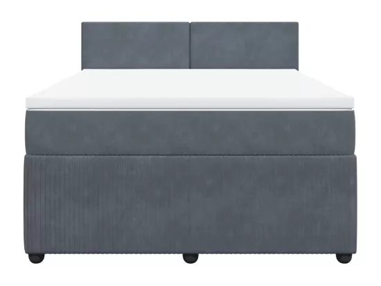 Sommier à lattes de lit et matelas Gris foncé 140x190cm Velours