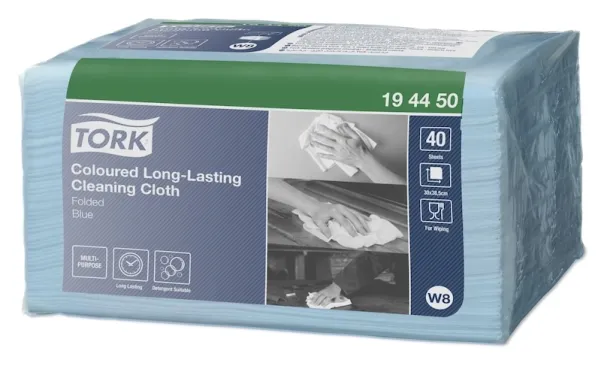 Aftørringsklud Tork W8 Premium Small Pack 30x38 cm blå - (8 pakker x 40 stk.)