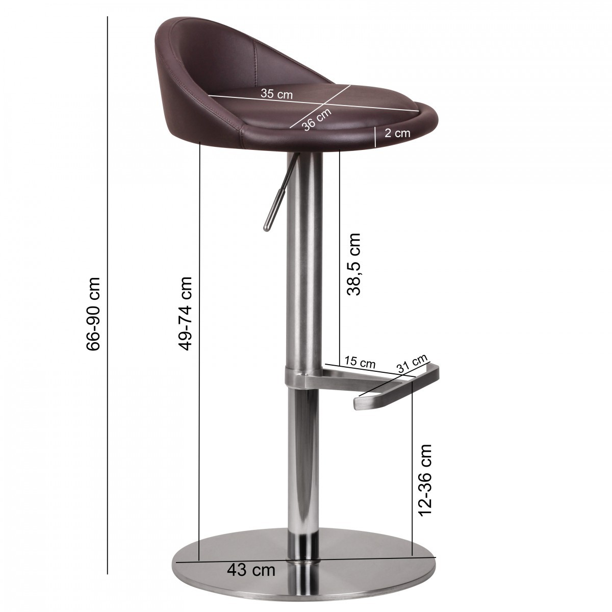 Barhocker - braun - Kunstleder
