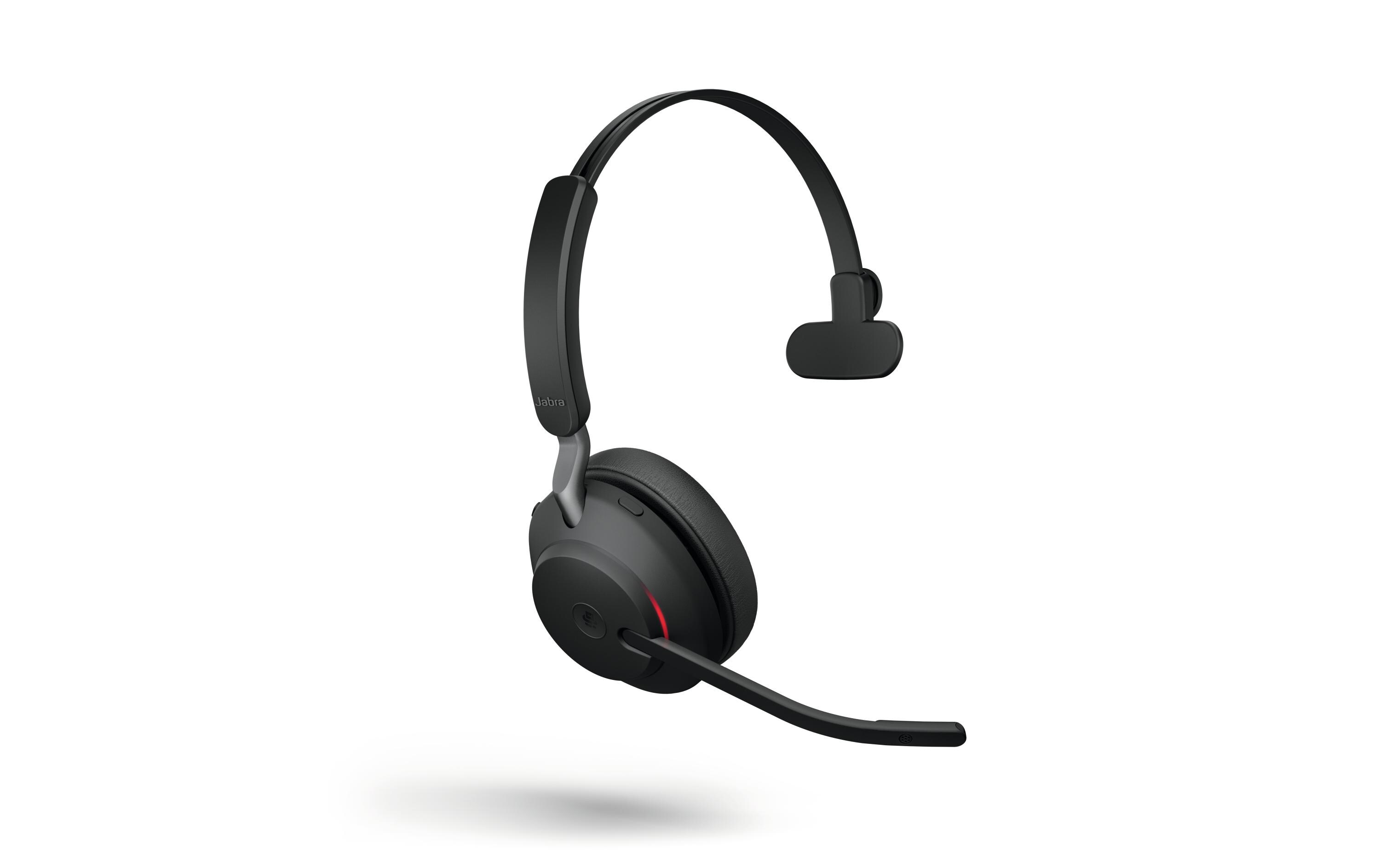 Headset Evolve2 65 Mono MS Schwarz, USB-A, inkl. Ladestation<br>Jabra Bluetooth Headset für das Büro, Home Office oder für Unterwegs
