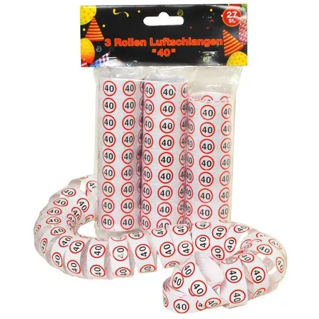 Udo Schmidt Luftschlangen Motiv Happy Birthday, Zahl 40, 3er Packung