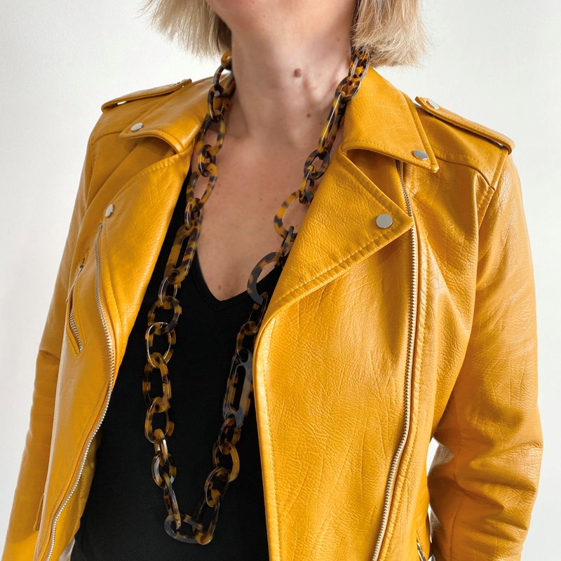 Collier long mailles léopard