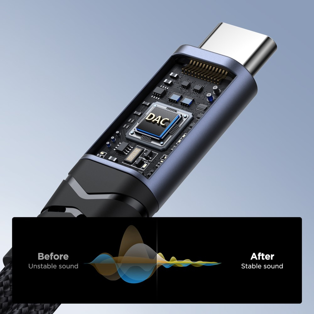 (14 cm) USB C auf 3.5 mm Audio Klinke und USB C (PD) Anschluss Adapter - Schwarz