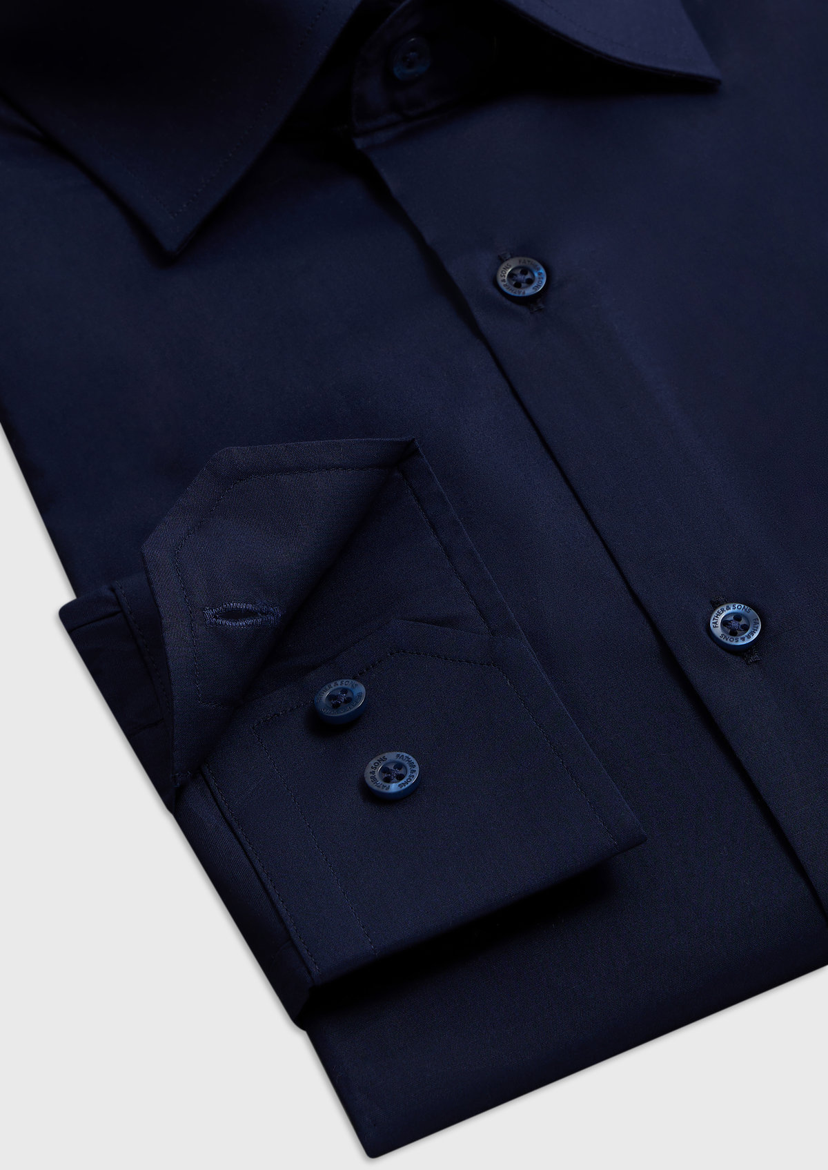 Chemise habillée Slim en satin de coton stretch uni bleu marine