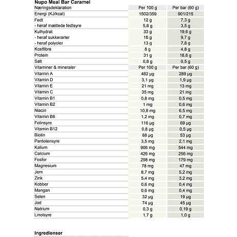 Måltidserstatningsbar m. karamelsmag