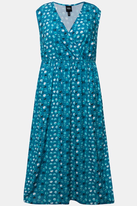 Jerseykleid, Punkte, A-Linie, V-Ausschnitt, ärmellos