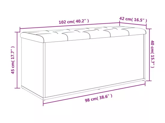 Banc de rangement sonoma gris 102x42x45 cm bois d'ingénierie