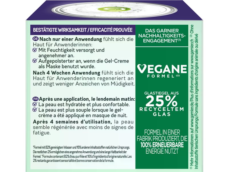 Garnier Nachtcrème Hyaluron Aloe Hydra 50 ml Gel-Creme Nachtpflege spendet der Haut Feuchtigkeit im Schlaf