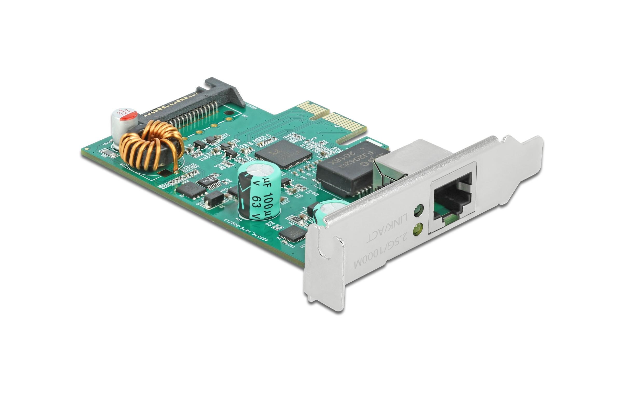 Netzwerkkarte 1x 2.5Gbps LAN, PoE+, RTL8125 PCI-Express x1Delock PCI Express x1 Karte 1 x RJ45 2.5 Gigabit LAN PoE+ RTL8125