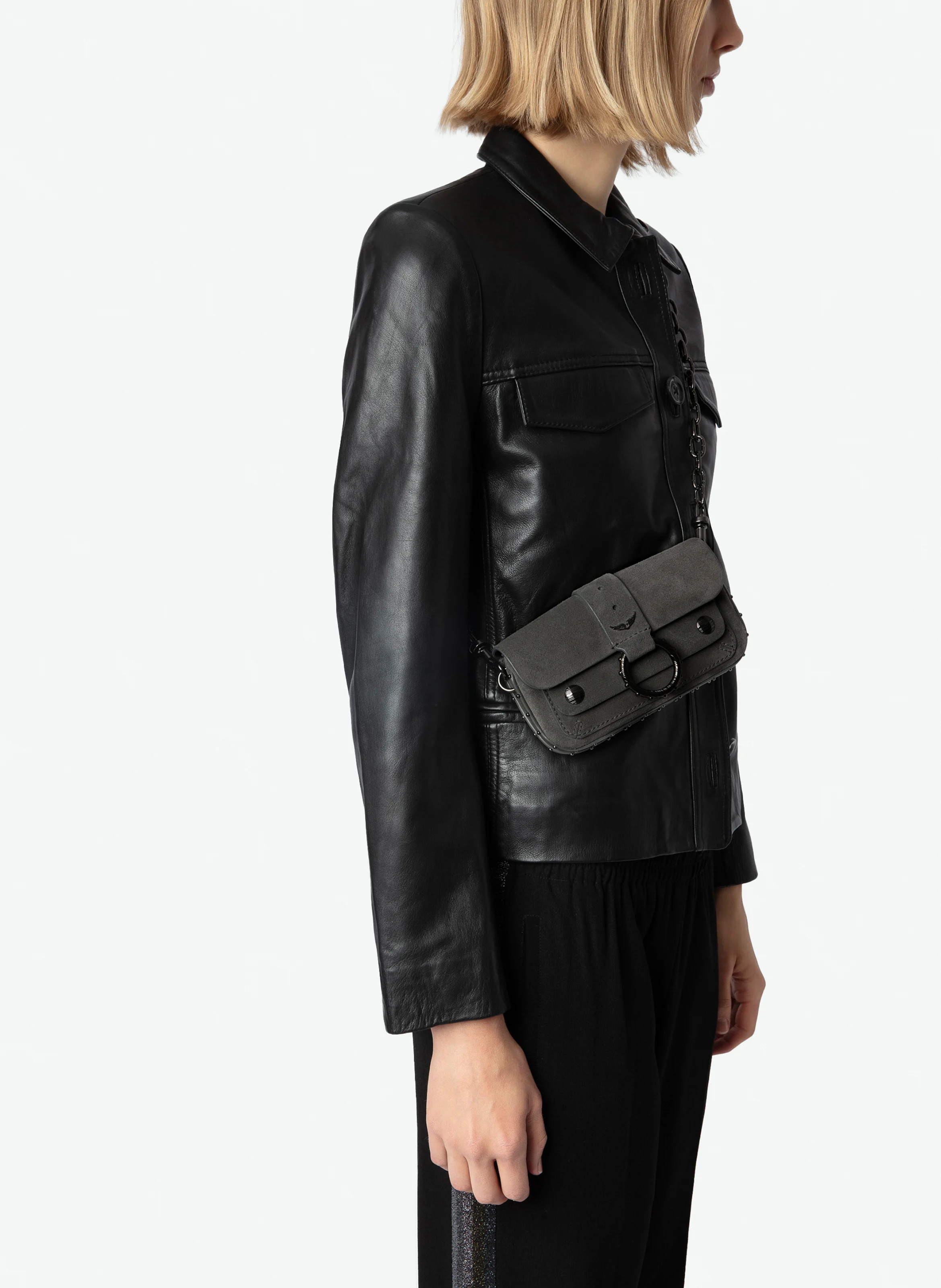 KATE WALLET - Sac bandoulière en cuir | Gris