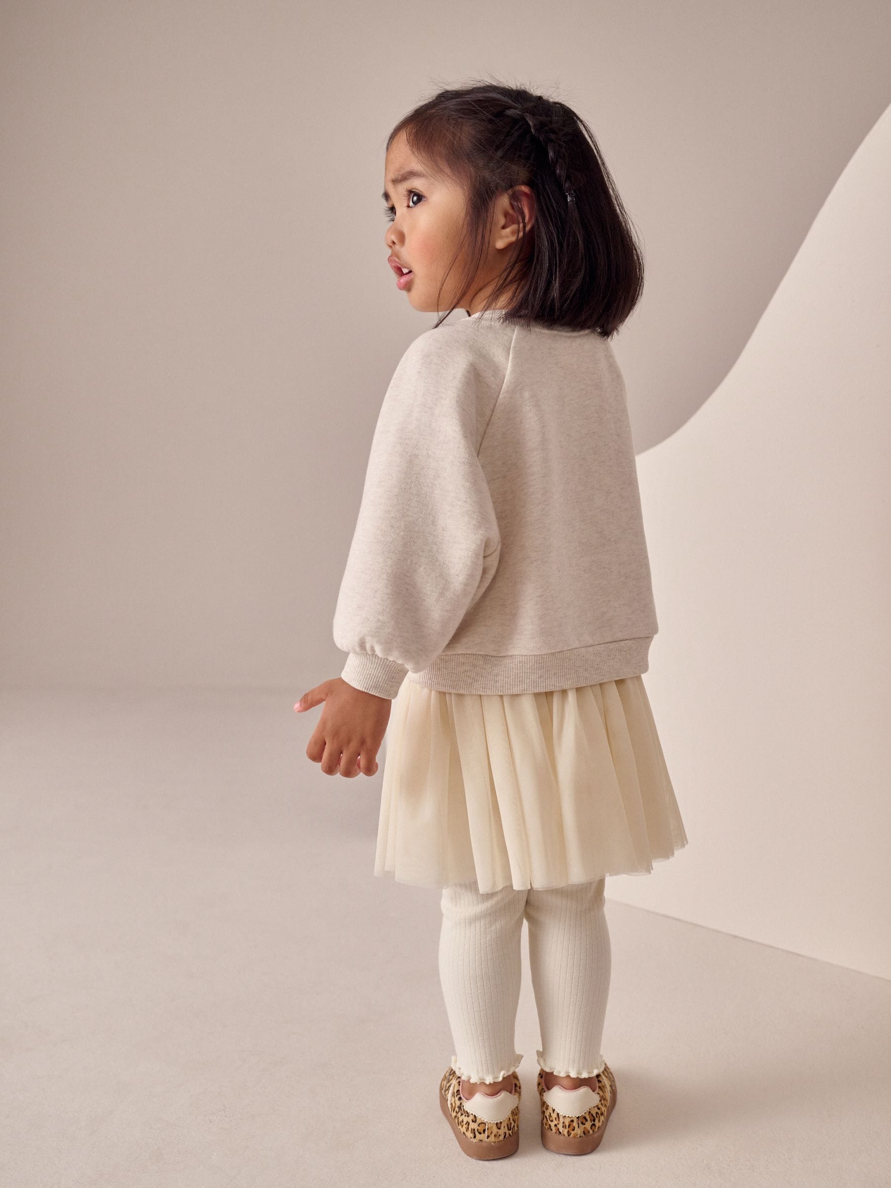 Neutraal - 2 -delige Set van Sweatshirt, Rok en Leggings (3mnd-7jr)