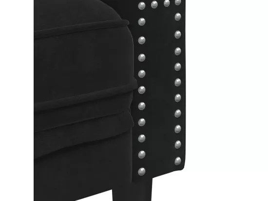 Canapé Chesterfield avec traversins 2 places noir velours