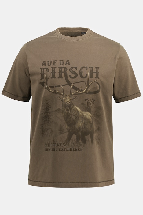 T-Shirt, Tracht, Halbarm, großer Print, Vintage Look, Brustprint, Rundhals