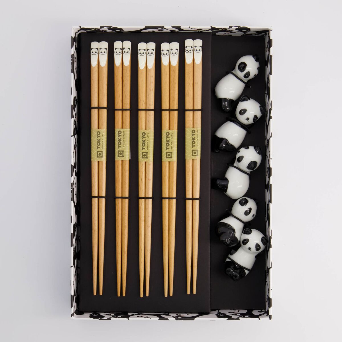 Spisepinner Panda Brown gavesett, 5 stk.