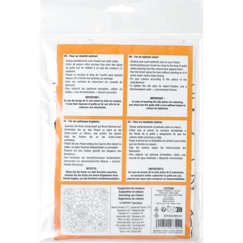 Coussin 100% soie - 40x40cm Succulentes - Blanc