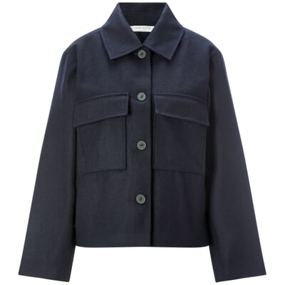 Damen-Hemdjacke Wolle, Dunkelblau