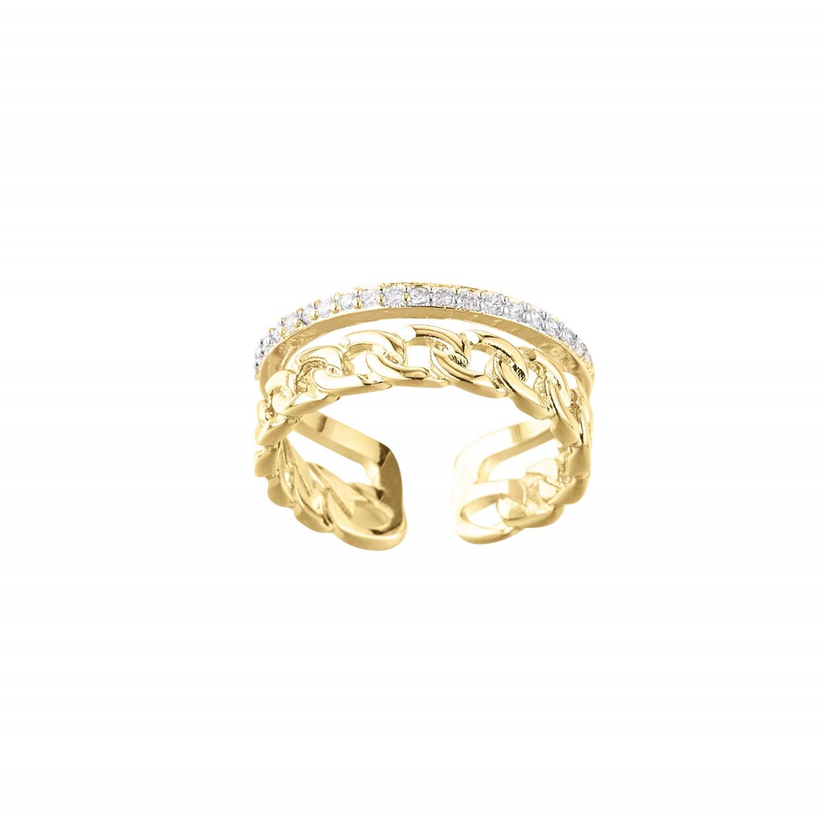 Bague Lucy dorée et zircons