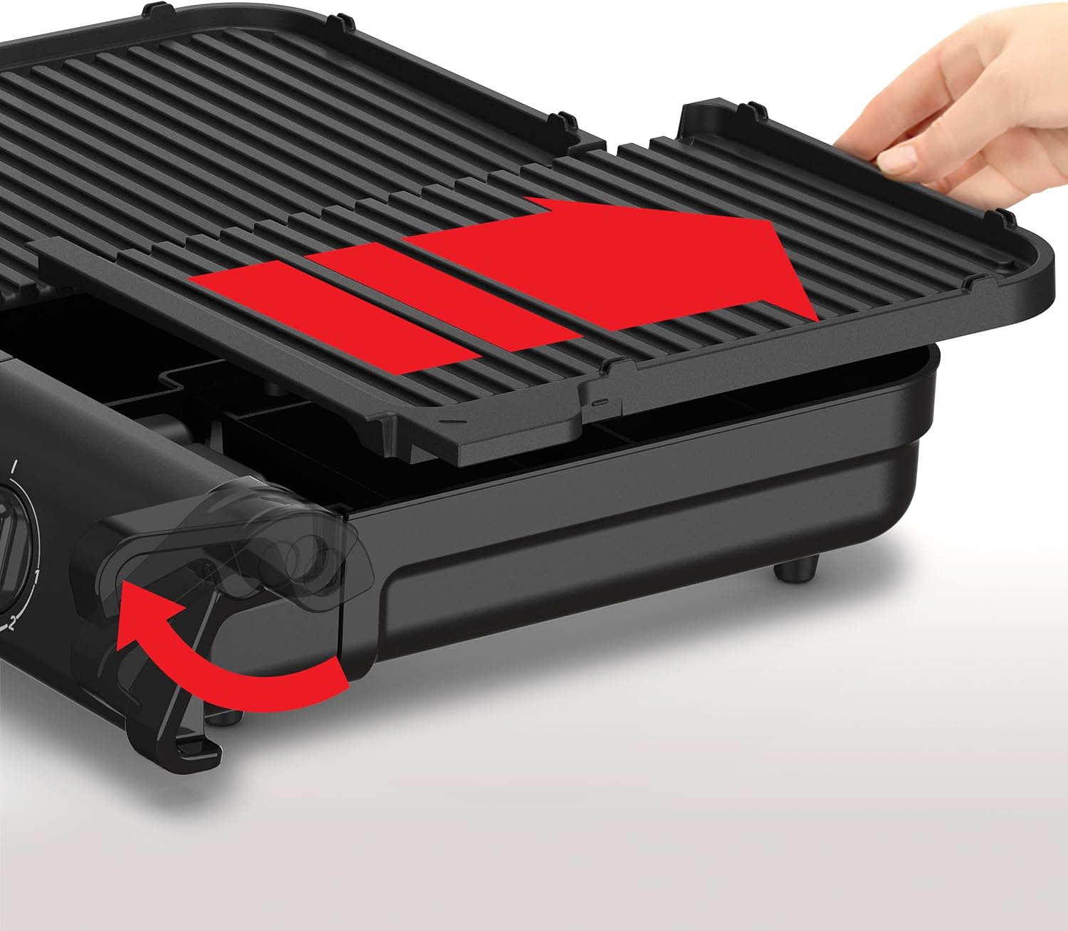 Tefal BBQ Family Elektrischer Tischgrill, 2 getrennte Grillflächen, 2 Thermostate, antihaftbeschichtete Alu-Druckguss Grillplatten, spülmaschinengeeignet, extra tiefe Rillen, Schwarz/Silber, TG800N10