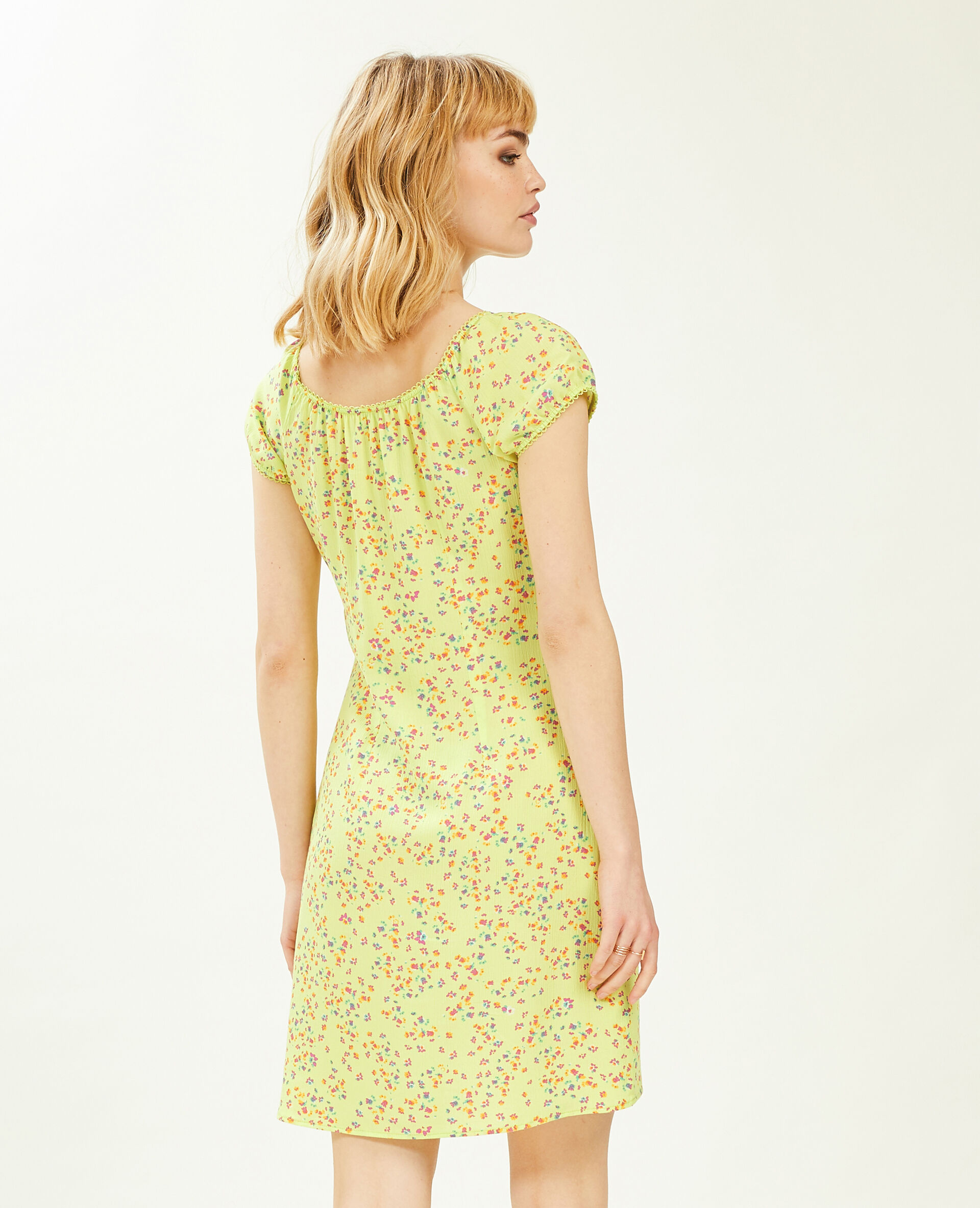 Robe courte avec fronces - Vert